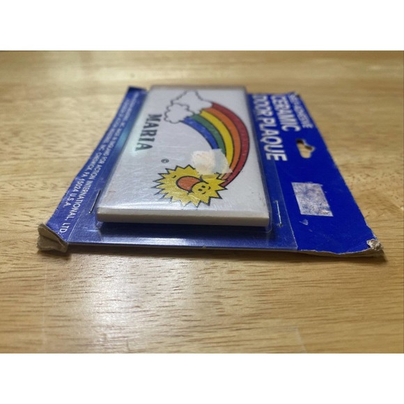 VINTAGE/RETRO MARIA RAINBOW&SUN NEW DEAD STOCK CERAMIC DOOR NAME PLAQUE 1984!! - Picture 8 of 12